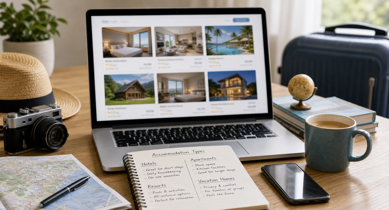 Ways to compare hotels, apartments, resorts, and vacation stays when planning travel