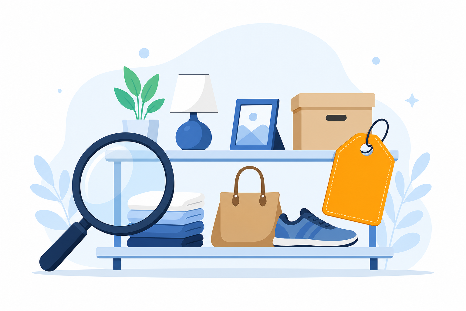 Store shelf and clearance tag icon representing how to find Walmart clearance deals